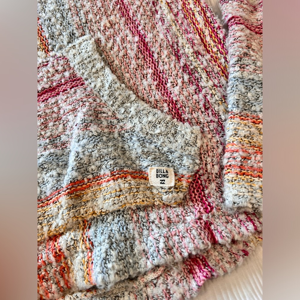 Billabong Striped Hooded sweater M EUC pink blue - Picture 3 of 4